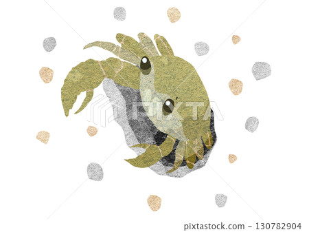 可愛的海灘蟹紙剪紙插圖 130782904