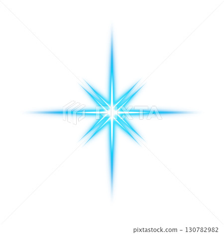 Blue cross-shaped glowing star on a transparent background 130782982