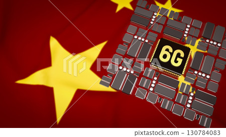 The 6G Technology on IC PCB board for Technology concept 3d Rendering. 130784083