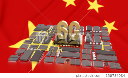 The 6G Technology on IC PCB board for Technology concept 3d Rendering. 130784084