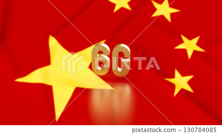 The 6G Technology on Chinese flag for Technology concept 3d Rendering. 130784085