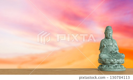 The Guan Yin sculpture  for religion concept 3d Rendering. 130784113