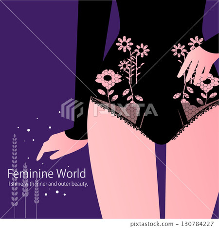 A woman wearing black floral underwear A woman wearing black floral underwear 130784227