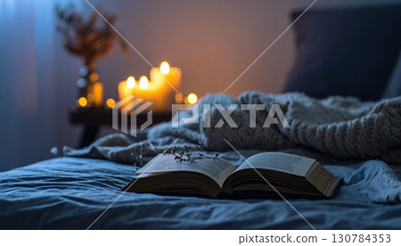 Night reading and stylish bedroom 130784353