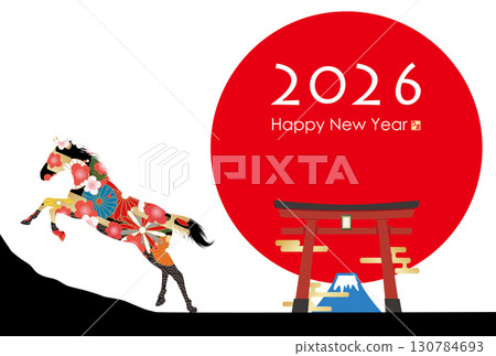 2026 Year of the Horse New Year's Card 130784693