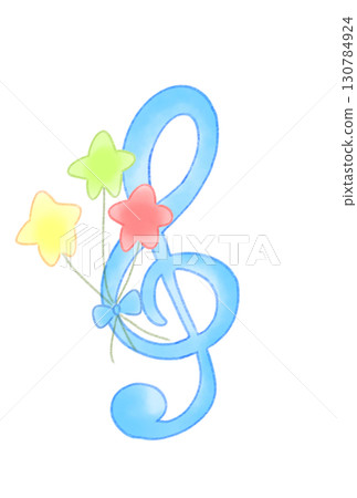 Treble clef with star balloons Treble clef with star balloons 130784924