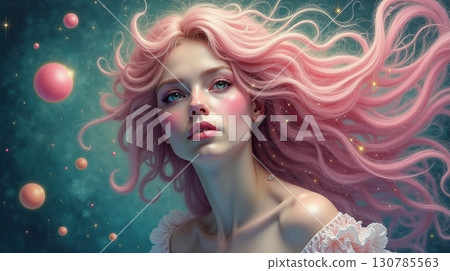 Beautiful woman's face with makeup 130785563