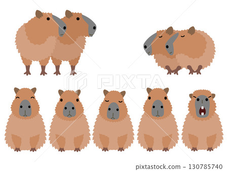 Set of cartoon capybaras Set of cartoon capybaras 130785740