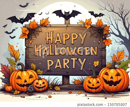 萬聖節快樂派對標誌 萬聖節快樂派對標誌 130785807