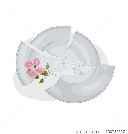 Illustration of Broken plate Illustration of Broken plate 130786237