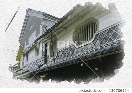 岡山縣倉敷市天馬町玉島街道風景水彩畫 130786364