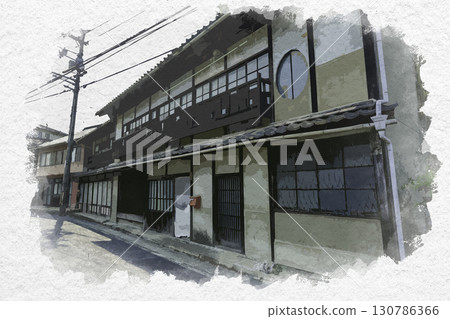 Watercolor painting of Tamashima townscape, Tenmacho area, Kurashiki city, Okayama prefecture Watercolor painting of Tamashima townscape, Tenmacho area, Kurashiki city, Okayama prefecture 130786366