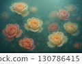Fantasy background illustration of a rose floating in water 130786415