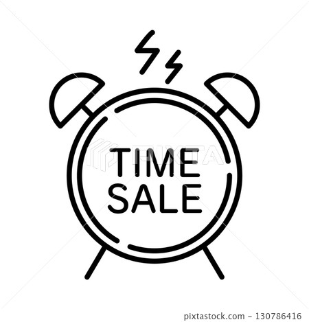 時間銷售時鐘圖示線描素材 130786416