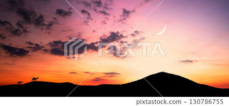Islam Camel Desert Mountain Night Isra miraj Namaz Sky Moon Sunset Background Mubaruk Greeting Islam Ramadan Element Masjid Aqsa Hajj Kaaba Umrah Eid Arabian Religion Islamic Arab Muslim Greeting. Islam Camel Desert Mountain Night Isra miraj Namaz Sky Moon Sunset Background Mubaruk Greeting Islam Ramadan Element Masjid Aqsa Hajj Kaaba Umrah Eid Arabian Religion Islamic Arab Muslim Greeting. 130786755