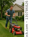 Man mowing the lawn 0039 130786826