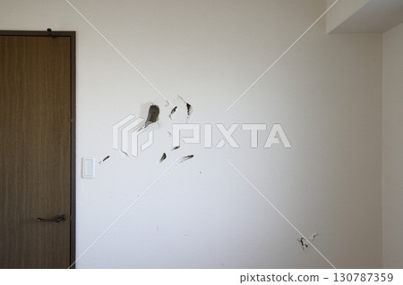 Holes in the wall and door 130787359