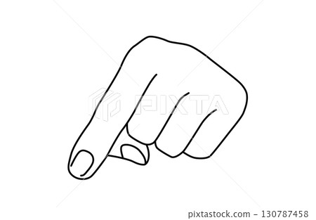 A simple line drawing vector illustration of a hand pointing at something with its index finger at someone A simple line drawing vector illustration of a hand pointing at something with its index finger at someone 130787458
