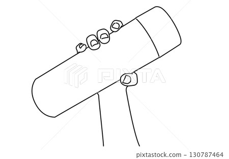 簡單的線條繪製向量插圖一隻手側身握住瓶子 簡單的線條繪製向量插圖一隻手側身握住瓶子 130787464