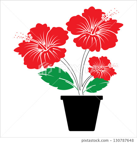 blooming flowers with leaves 130787648