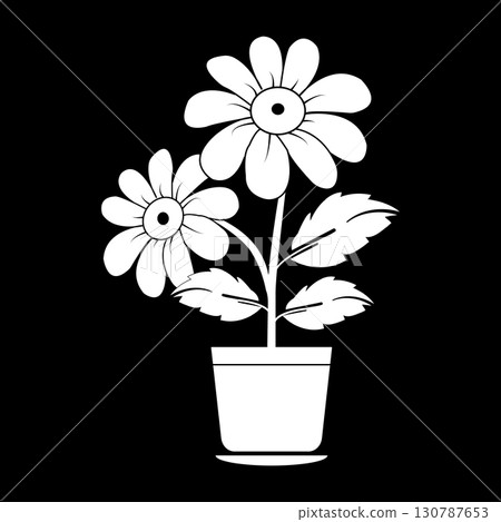 blooming flowers with leaves 130787653