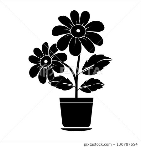 blooming flowers with leaves 130787654