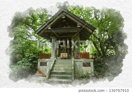 石川縣金澤市Utatsu三社愛宕神社的水彩畫 130787910