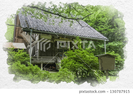 石川縣金澤市豐國神社的水彩畫 石川縣金澤市豐國神社的水彩畫 130787915