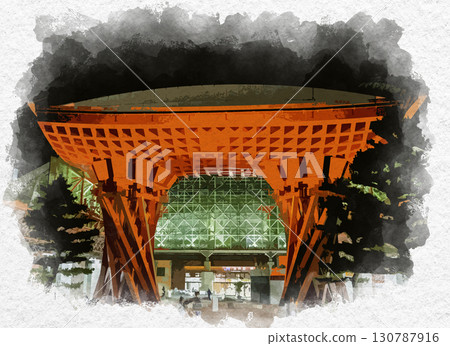 水彩風格金澤站銜門，石川縣金澤市 130787916