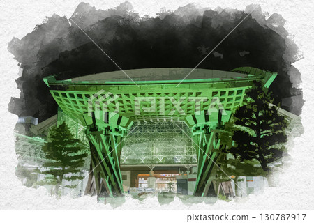 Watercolor style Kanazawa Station Tsuzumimon Gate, Kanazawa City, Ishikawa Prefecture Watercolor style Kanazawa Station Tsuzumimon Gate, Kanazawa City, Ishikawa Prefecture 130787917