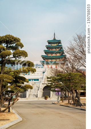 Pagoda of the National Folk Museum of Korea in Seoul, South Korea 130788033