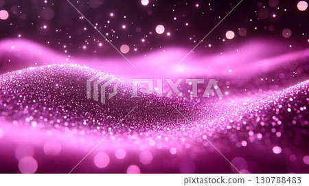 Shimmering magenta landscape with bokeh lights and a dreamy, eth 130788483