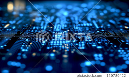 Digital cyber space blue color graphic element futuristic artificial intelligent concept 130789422