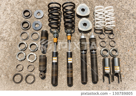 Disassembly of the car's undercarriage 130789805