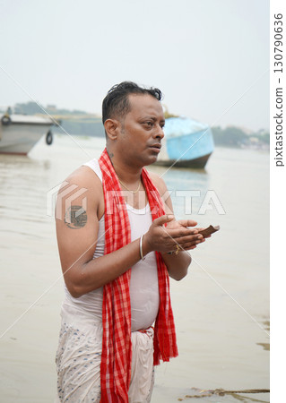 Mahalaya morning ritual in Kolkata 130790636