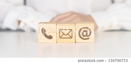 Contact Us concepts. Wood block of Email, call Phone and Website Address sign. For Customer support hotline, business Marketing, Corporate, communication and Advertising Contact Us concepts. Wood block of Email, call Phone and Website Address sign. For Customer support hotline, business Marketing, Corporate, communication and Advertising 130790753
