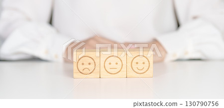 Woman show Emotion face block, Mental health Assessment, Psychology, Health Wellness, Feedback, Customer Review, Experience, Satisfaction Survey, Opinion, Evaluation and World Mental Health day Woman show Emotion face block, Mental health Assessment, Psychology, Health Wellness, Feedback, Customer Review, Experience, Satisfaction Survey, Opinion, Evaluation and World Mental Health day 130790756