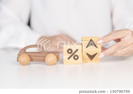 Percentage block change to UP and Down arrow with car model. Car loan and debt, Interest rate, Insurance, Financial, vehicle Repair, Automobile Tax, mortgage and economic recession Percentage block change to UP and Down arrow with car model. Car loan and debt, Interest rate, Insurance, Financial, vehicle Repair, Automobile Tax, mortgage and economic recession 130790799