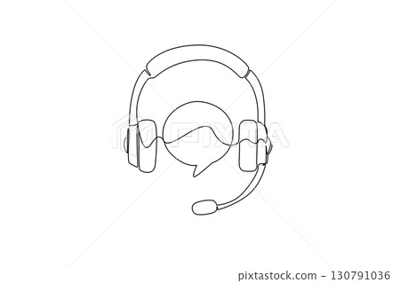 Single continuous line drawing customer support symbol. Working helping customers via phone. Helping from a distance. Job. International Customer Support Day. One line design vector illustration Single continuous line drawing customer support symbol. Working helping customers via phone. Helping from a distance. Job. International Customer Support Day. One line design vector illustration 130791036