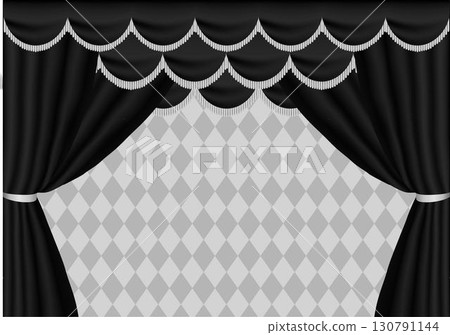 黑色窗簾和鑽石圖案舞台背景.向量說明 黑色窗簾和鑽石圖案舞台背景.向量說明 130791144