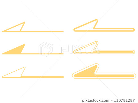 Set of 6 yellow sideways arrow icons 130791297