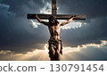 Crucifixion scene with dramatic light 130791454