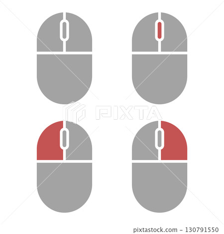 Mouse illustration showing click and scroll operations 130791550