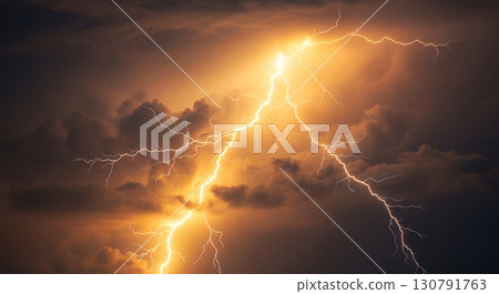 The overwhelming energy of nature: dramatic thunderclouds and thunder 130791763
