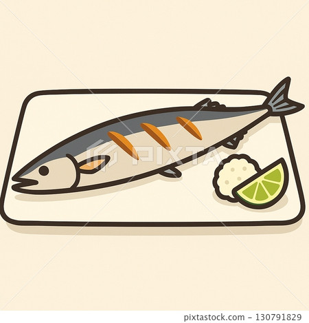 一個簡單的秋刀魚的插圖 130791829