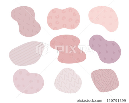 Dusky pink abstract shapes, stylish hand-drawn illustrations with irregular shapes and patterns 130791899