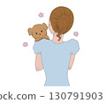 Illustration of a woman holding a dog 130791903