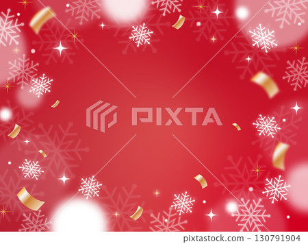 Sparkling Christmas background with red background and snowflakes 130791904