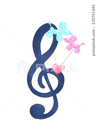 Musical note with long-eared dog balloon 130791942