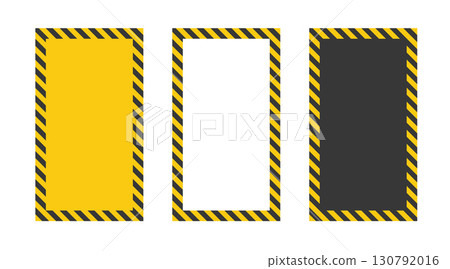 Warning frame set with black and yellow striped borders. Industrial safety banner templates, caution background collection, construction hazard signs, attention posters, danger frames, vector design Warning frame set with black and yellow striped borders. Industrial safety banner templates, caution background collection, construction hazard signs, attention posters, danger frames, vector design 130792016